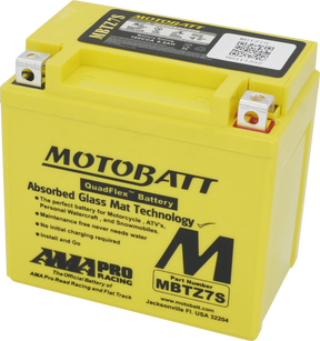 Motorcycle Battery AGM Drycell 12V 100CCA Quadflex Technology MBTZ7S - Motobatt