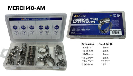 American Type Stainless Steel Hose Clamps (40PCS) MERCH40-AM - Exelclamp | Universal Auto Spares