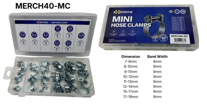 Mini Hose Clamps (40PCS) MERCH40-MC - Exelclamp | Universal Auto Spares