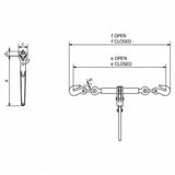 Ratchet Load Binder Winged Grab Hook 8mm Chain Lashing Capacity 3800kg Break Strength 8600kg - AustLift | Universal Auto Spares