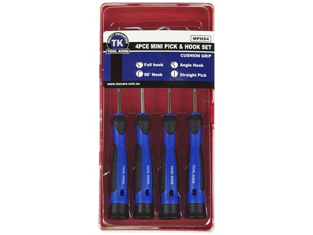 4 Piece Mini Pick & Hook Set For Removing O-Rings - Tool King | Universal Auto Spares