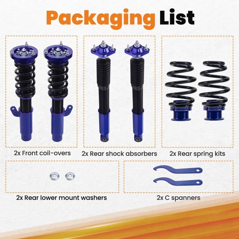 MAX PEEDING RODS 24Ways Adjustable Coilover Fit For BMW E46 320i 323i 325i 328i 330i Shock Absorber MPR-SA-BMW001 - Machter