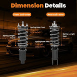 MAX PEEDING RODS 24 Levels Adjustable Coilover Fit For Honda Civic EC ED EE EF Lowering Kit 1988-1991 MPR-SA-HD001 - Machter