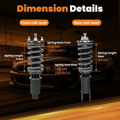 MAX PEEDING RODS 24 Levels Adjustable Coilover Fit For Honda Civic EC ED EE EF Lowering Kit 1988-1991 MPR-SA-HD001 - Machter
