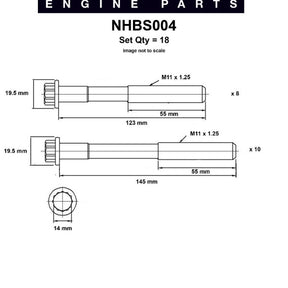 Head Bolt Set TOYOTA 1C 2C 2CT 3C 3CT NHBS004 - NASON
