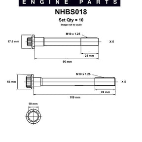 Head Bolt Set TOYOTA 4AFE FC GE/7AFE 6A NHBS018 - Nason