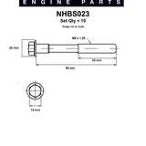 Head Bolt Set TOYOTA 1E 2E 3E NHBS023 - Nason