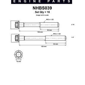 Head Bolt Set MITSUBISHI 4M40 4M40T DIESEL NHBS039 - NASON