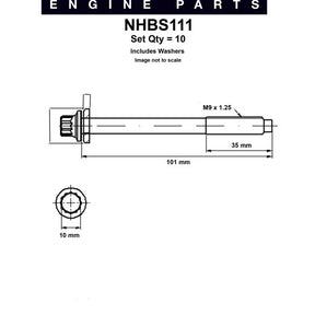 Head Bolt Set MITSUBISHI 4G15 4G18 16V 12V NHBS111 - NASON