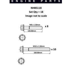 Head Bolt Set FORD 2.0 & 2.4LTR DIESEL NHBS118 - FAI
