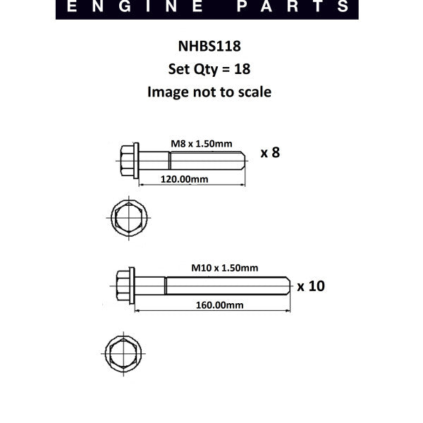 Head Bolt Set FORD 2.0 & 2.4LTR DIESEL NHBS118 - FAI