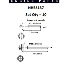 Head Bolt Set CHRYSLER PT CRUISER 16v DOHC NHBS137 - FAI