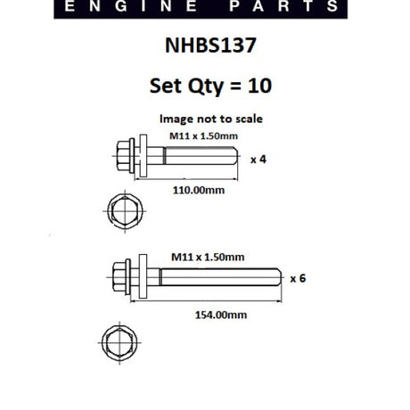Head Bolt Set CHRYSLER PT CRUISER 16v DOHC NHBS137 - FAI