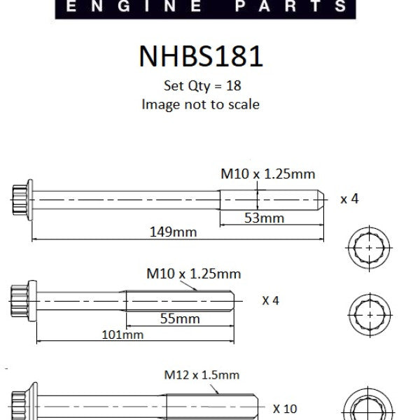 Head Bolt Set MAZDA WL-C WE DOHC 16V DIESEL NHBS181 - NASON