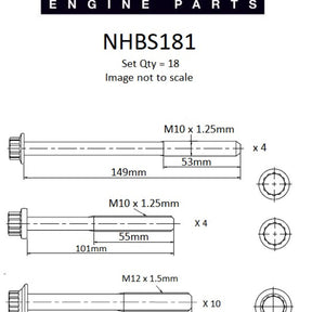 Head Bolt Set MAZDA WL-C WE DOHC 16V DIESEL NHBS181 - NASON