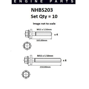 Head Bolt Set Chrysler USA ECB SOHC 16V NHBS203 - ENGINE PRO