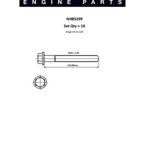 Head Bolt Set NISSAN KA24E SOHC 12V Z24 SOHC NHBS209 - ENGINE PRO
