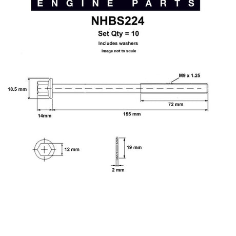 Head Bolt Set HONDA L13A1 L15A1 SOHC 16V NHBS224 - Nason