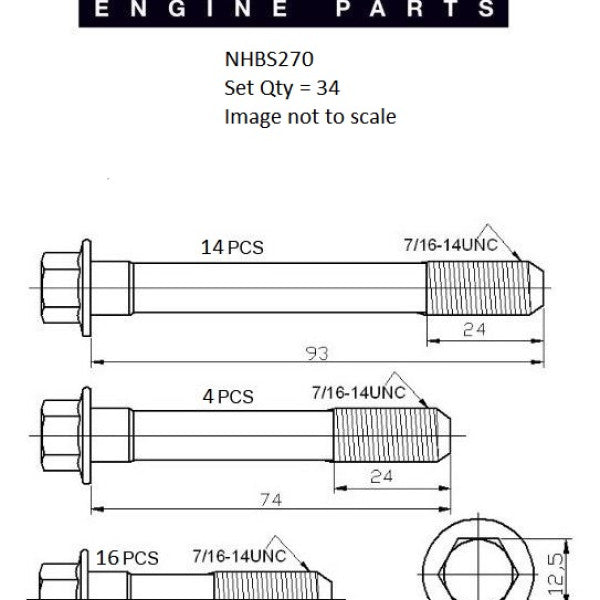Head Bolt Set CHEVROLET 283 307 327 350 OHV NHBS270 - ENGINE PRO