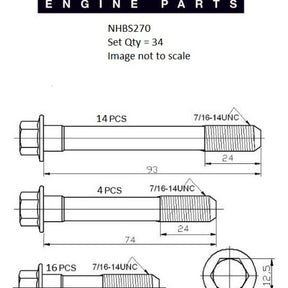 Head Bolt Set CHEVROLET 283 307 327 350 OHV NHBS270 - ENGINE PRO