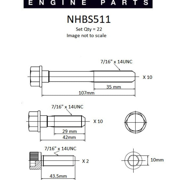 Head Bolt Set HOLDEN 253/ 308/ 5.0L EFI NHBS511 - NASON