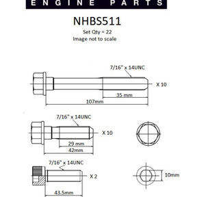 Head Bolt Set HOLDEN 253/ 308/ 5.0L EFI NHBS511 - NASON