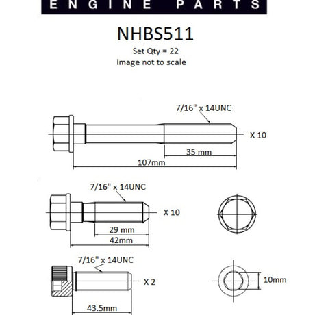 Head Bolt Set HOLDEN 253/ 308/ 5.0L EFI NHBS511 - Nason