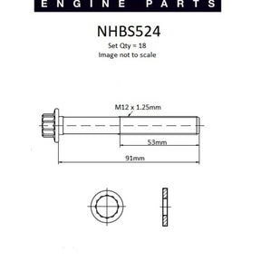 Head Bolt Set MITSUBISHI 4D56Ti COMMON RAIL NHBS524 - NASON