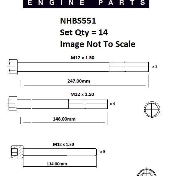 Head Bolt Set REANAULT J8S 2.1 DIESEL NHBS551 - NASON