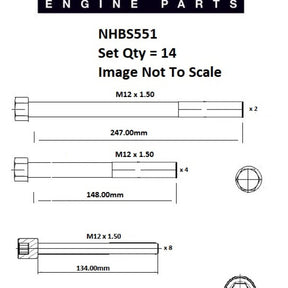 Head Bolt Set REANAULT J8S 2.1 DIESEL NHBS551 - NASON
