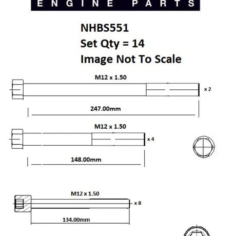 Head Bolt Set REANAULT J8S 2.1 DIESEL NHBS551 - Nason