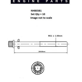 Head Bolt Set LANDROVER 20T2N NHBS581 - NASON