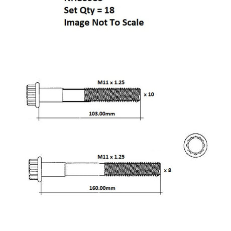 Head Bolt Set TOYOTA 1CDFTV NHBS583 - FAI