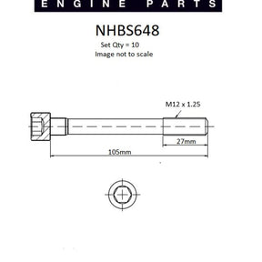 Head Bolt Set MITSUBISHI 4G63 4G64 12MM NHBS648 - NASON