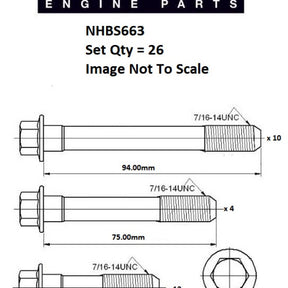 Head Bolt Set CHEVROLET 4.3L 262 V6 NHBS663 - ENGINE PRO
