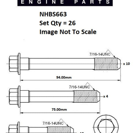 Head Bolt Set CHEVROLET 4.3L 262 V6 NHBS663 - ENGINE PRO