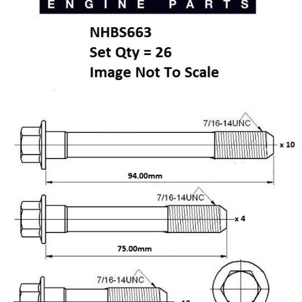 Head Bolt Set CHEVROLET 4.3L 262 V6 NHBS663 - ENGINE PRO