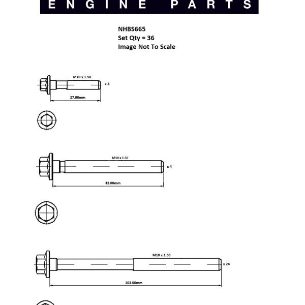Head Bolt Set CHEVROLET 8.1L V8 NHBS665 - ENGINE PRO