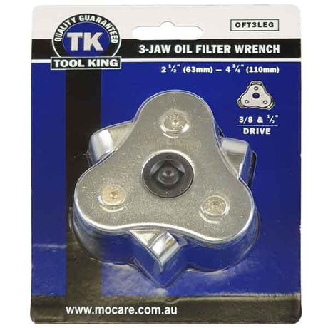 Oil Filter Tool 3 Leg Clamp Heavy Duty 1/2 & 3/8" Drive 21mm Spanner - Tool King | Universal Auto Spares