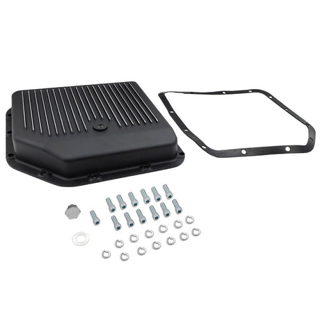 Automatic Transmission Oil Pan Aluminum Finned Black GM Turbo TH350 Extra Capacity - Machter