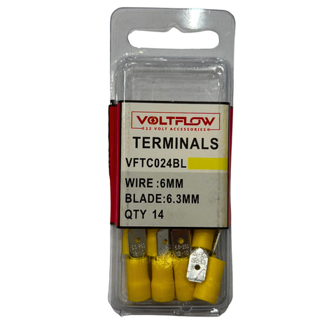 14 Pieces Terminals Wire 6mm Blade 6.3mm - VoltFlow | Universal Auto Spares