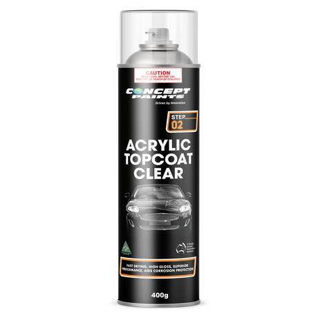 High Gloss Acrylic Topcoat Clear Aerosol 400g - Concept Paints | Universal Auto Spares