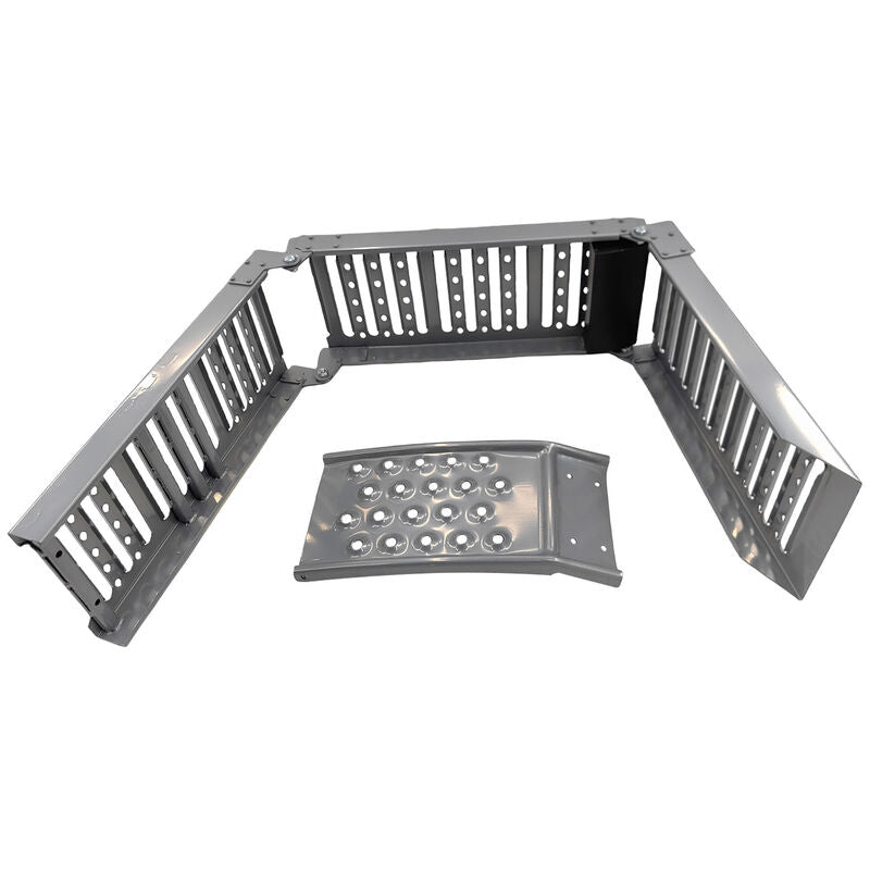 2-In-1 Multi-Use Foldable Steel Car Ramp Grey Sturdy For Loading Or Elevation PEDAL-001 - Machter