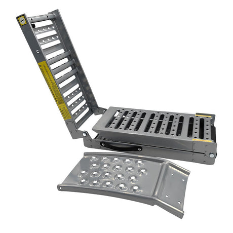 2-In-1 Multi-Use Foldable Steel Car Ramp Grey Sturdy For Loading Or Elevation - Machter