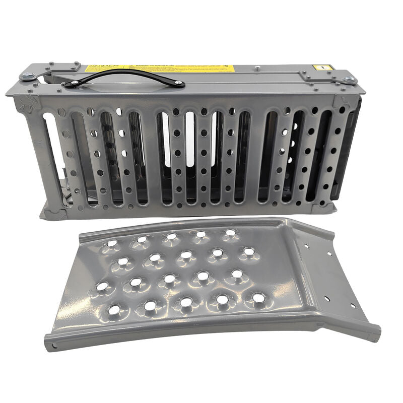 2-In-1 Multi-Use Foldable Steel Car Ramp Grey Sturdy For Loading Or Elevation PEDAL-001 - Machter