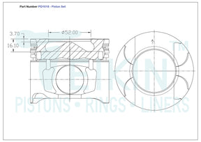 Toyota 1KDFTV Piston Set PO1018 040 - Austral | Universal Auto Spares