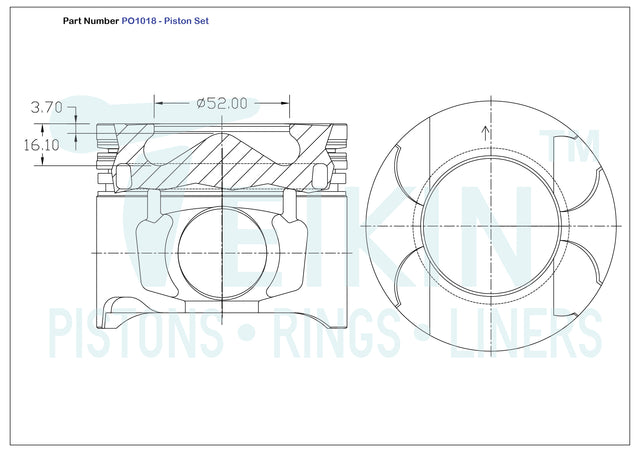 Toyota 1KDFTV Piston Set PO1018 040 - Austral | Universal Auto Spares
