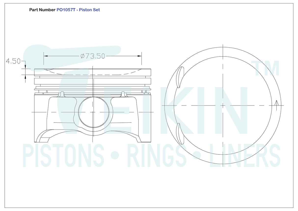 Mazda L3 Vdt Piston Set PO1057T STD - Austral | Universal Auto Spares