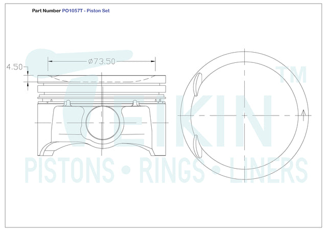Mazda L3 Vdt Piston Set PO1057T STD - Austral | Universal Auto Spares