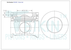 Mazda Weat DOHC Piston Set PO1097 020 - Austral | Universal Auto Spares